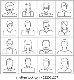 people icons set, office people icons, user icons in line theme design