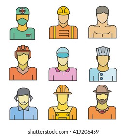 people icons set, profession icons