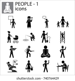 People icons set (professions, actions, gestures)