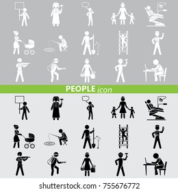 People icons set (professions, actions, gestures)