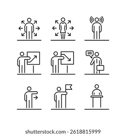 People icons set simple outline flat illustration