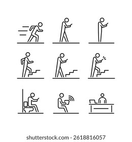 People icons set simple outline flat illustration