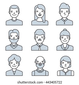 People icons set. Team concept. Set characters for use in design. Flat vector illustration isolated on white background