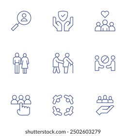 People icons set. Thin Line style, editable stroke. human rights, candidates, community, job search, avoid, protection, man, old man.