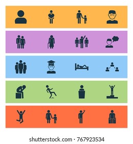 People icons set with user, beloveds, pupil and other user elements. Isolated vector illustration people icons.