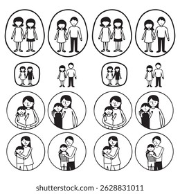 People icons set vector art