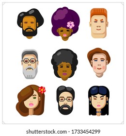People icons set. Vector flat style Illustration.
