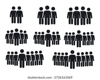 People Icons Showing Different Group Sizes from Small to Large Teams.