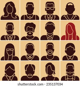 People icons. People silhouette black isolated vectors set.