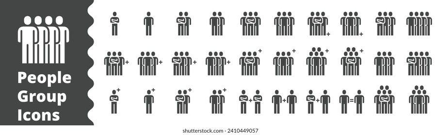 People Icons Solid Glyph Work Group Team Vector Set , Person , Partner, Arbeitnehmer Mitarbeiter