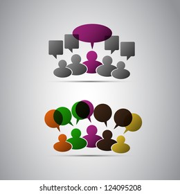 People Icons with Speech Bubbles