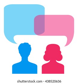People icons with speech bubbles, isolated on white background, vector illustration.