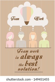 people icons with team work cloud