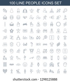 people icons. Trendy 100 people icons. Contain icons such as couple, old man, hospital, child building kit, favourite user, man doing exercises. people icon for web and mobile.