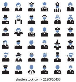 People Icons. Two Tone Flat Design. Vector Illustration.