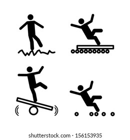 People icons: a variety of risky spaces and surfaces.