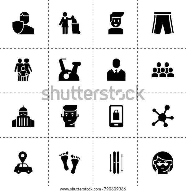 People icons. vector\
collection filled people icons. includes symbols such as car pin,\
woman with garbage, insurance, social network, man. use for web,\
mobile and ui design.