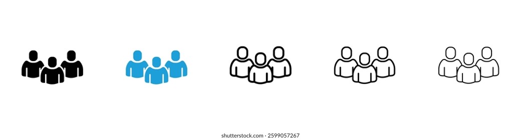 People icons vector illustrations in black and blue colors for web and ui designs