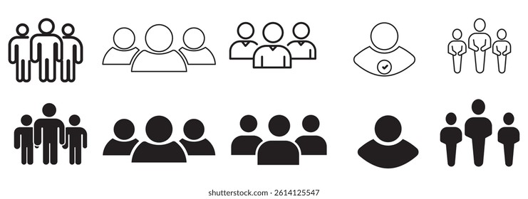 People Icons - Vector Line. Editable Stroke.