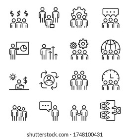 People Icons  Vector Line Set, Business, Teamwork, Group, Person, Meeting
