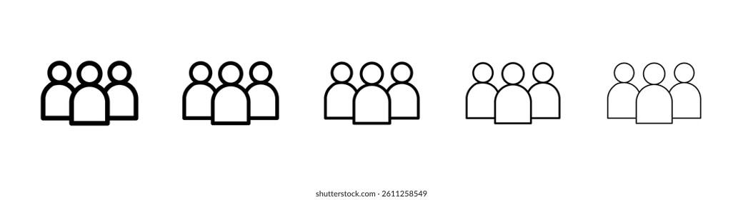 people icons vector set in different stroke line style