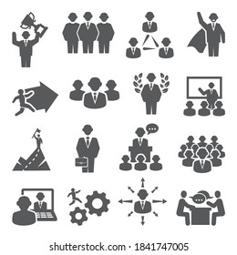 Iconos de la gente. Instalaciones de vectores para la gestión del trabajo en equipo y el negocio.