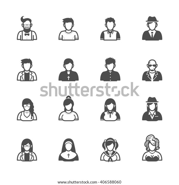 People Icons White Background : image vectorielle de stock (libre de