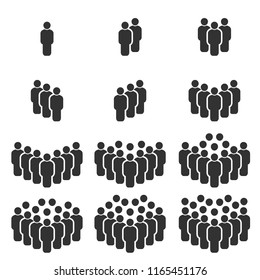 People Icons  Work Group Team, Persons Crowd Symbol Perfect Design Simple Set For Using In Web Site Infographics Report, Solid  Vector Illustration
