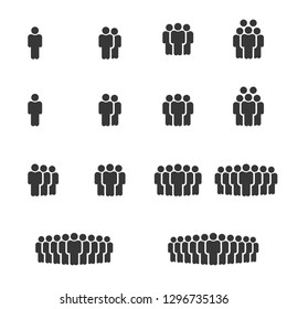 People Icons Work Group Team, Persons Crowd Symbol Perfect Design Simple Set For Using In Web site Infographics Report, Solid Vector Illustration