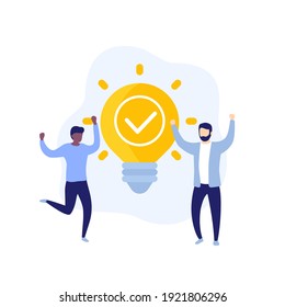 people and an idea, invention vector illustration