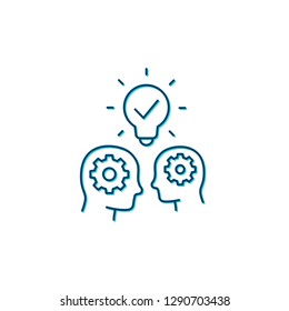 people with ideas, innovators and thinkers, line icon