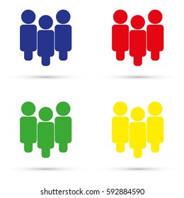 People Ikons. Blue. Green. Yellow. Red