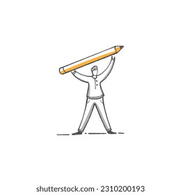 people illustration concept bring hold pencil