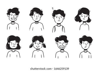 People Illustration, Hand drawn avatar, human activity, isolated background