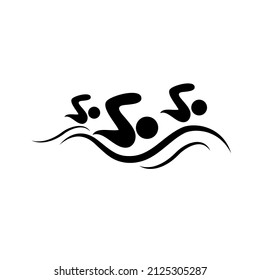 People Illustration Icons Vector. Swimming competition