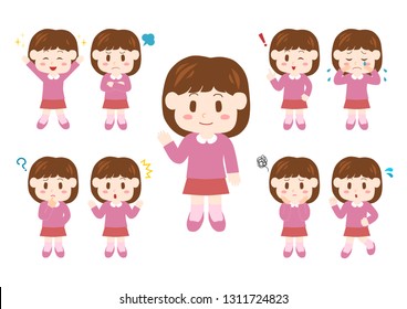 People illustrations set: girl