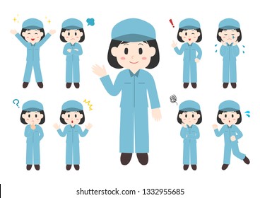 People illustrations set: woman delivery person