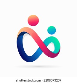 people infinity logo design illustration, people logo, infinity logo