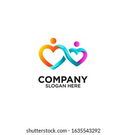 People and infinity love logo design