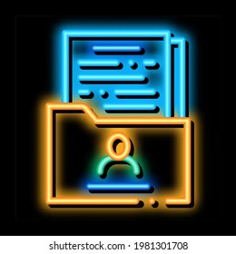 people info sheet folder neon light sign vector. Glowing bright icon people info sheet folder sign. transparent symbol illustration