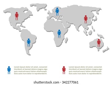 People infographic template. World map, Vector illustration