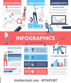 People infographics - info poster, brochure cover template layout with flat design icons, other information elements and filler text