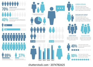 People infographics for reports and presentations, vector eps10 illustration