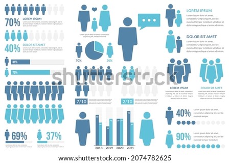 People infographics for reports and presentations, vector eps10 illustration