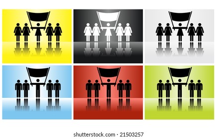 people inline concept - one of many: protest/riot sign
