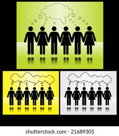 people inline concept - one of many: teamwork thinking together