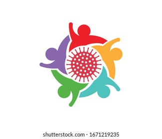 People inmune to coronavirus. Family protected. Prevention Illustration