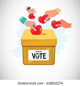 People insert heart in  box . popular vote - vector illustration