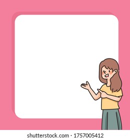people insert text cute cartoon character note text space design