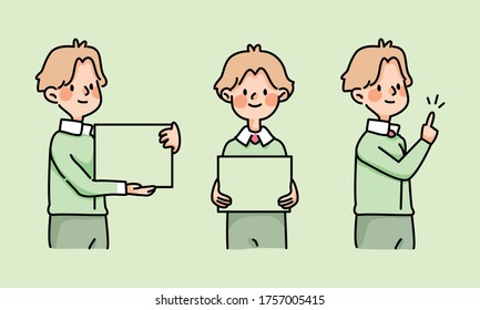 people insert text cute cartoon character note text space design